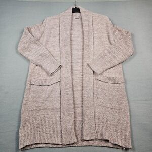 Barefoot Dreams Cardigan Womens Small Beige CozyChic Open Front Long Pocket Knit